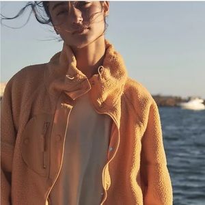 Free People Movement Hit The Trails Fleece Jacket Sherpa Orange Brown Rust